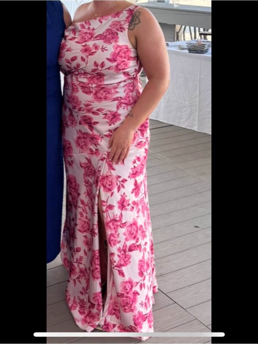 Revelry Pink Floral One-Shoulder Gown